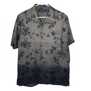 Andrew Fezza Casual Button Up Floral Ombre Short Sleeve Shirt